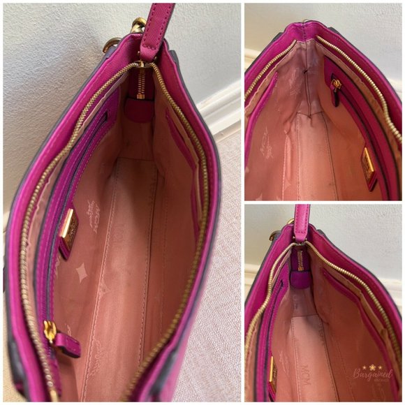 Authentic MCM Fuchsia Pink Saffiano Leather Small Shoulder/Crossbody Bag - Picture 10 of 13